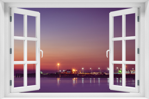 Fototapeta Naklejka Na Ścianę Okno 3D - Panoramic beaytiful tropical  purple sea sky sunset with golden light background ,long exposure