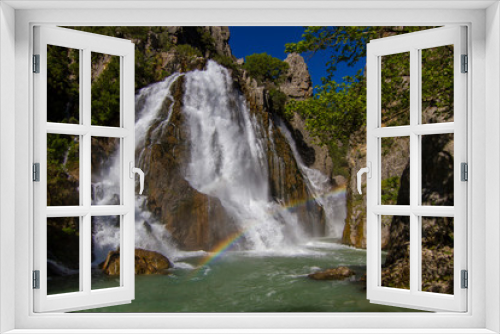 Fototapeta Naklejka Na Ścianę Okno 3D - Between the mountain , the great waterfall flowing in the canyon