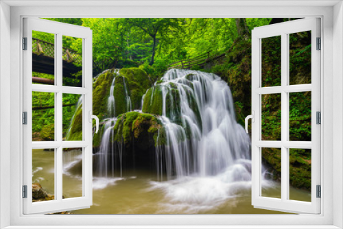 Fototapeta Naklejka Na Ścianę Okno 3D - Bigar Waterfall,Caras-Severin,Romania,Located at the intersection with the parallel 45 in Romania