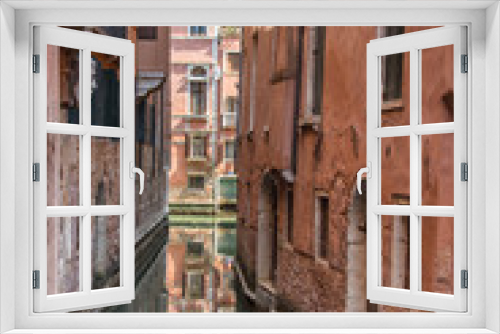 Fototapeta Naklejka Na Ścianę Okno 3D - Venice canal ,narrow navigation routes in Venice, march, 2019