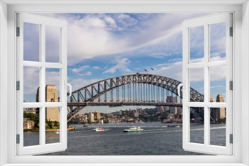 Fototapeta Naklejka Na Ścianę Okno 3D - Beautiful view of the Sydney Harbour Bridge, Australia, Oceania,  against a dramatic sky