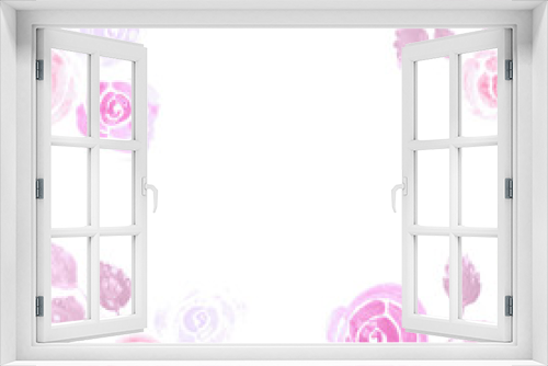 Fototapeta Naklejka Na Ścianę Okno 3D - Watercolor Rose flower floral banner or frame 
