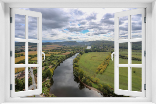 Fototapeta Naklejka Na Ścianę Okno 3D - Top view of the Dordogne River, fields, forests. France