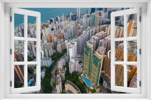 Fototapeta Naklejka Na Ścianę Okno 3D - Top view of Hong Kong downtown