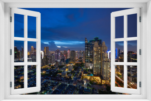Fototapeta Naklejka Na Ścianę Okno 3D - Bangkok Building in a City - Aerial view Skyscrapers