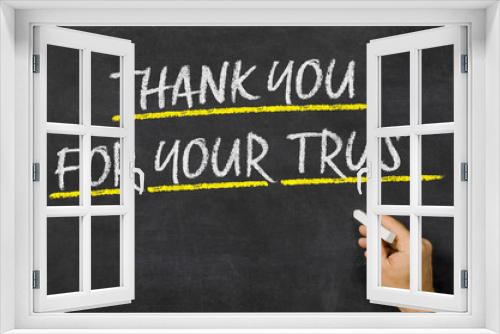 Thank you for your trust written on a blackboard