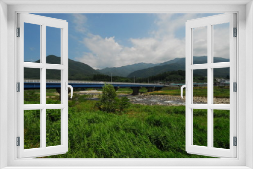 Fototapeta Naklejka Na Ścianę Okno 3D - 川と河原の風景