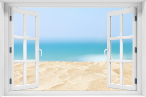 Fototapeta Naklejka Na Ścianę Okno 3D - Empty sand beach in front of summer sea background with copy space