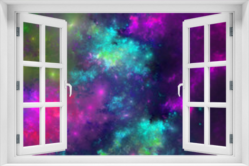 Fototapeta Naklejka Na Ścianę Okno 3D - Rainbow abstract fractal nebula, digital artwork for creative graphic design