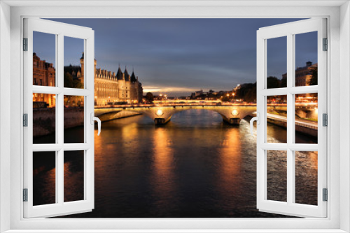 Fototapeta Naklejka Na Ścianę Okno 3D - Parisian bridge at night