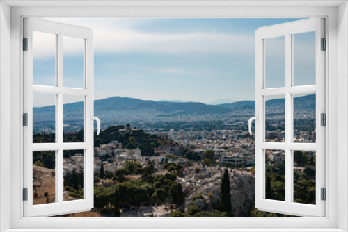 Fototapeta Naklejka Na Ścianę Okno 3D - Panorama von Athens mit blauem Himmel von der Akropolis aufgenommen