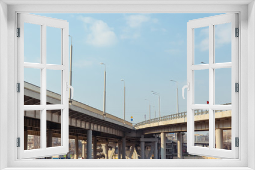 Fototapeta Naklejka Na Ścianę Okno 3D - architecture of a modern automobile bridge, geometry of lines