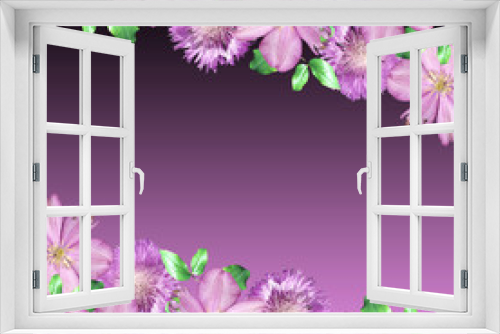 Fototapeta Naklejka Na Ścianę Okno 3D - Beautiful floral background of clematis and thistle. Isolated