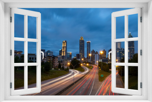 Fototapeta Naklejka Na Ścianę Okno 3D - Atlanta Skyline View in the evening from Jackson St Bridge