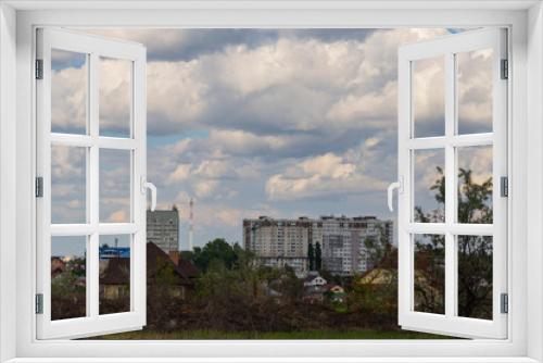 Fototapeta Naklejka Na Ścianę Okno 3D - Outskirts of Chisinau. Panorama with the capital of Moldova. Cloudy sky before the rain.