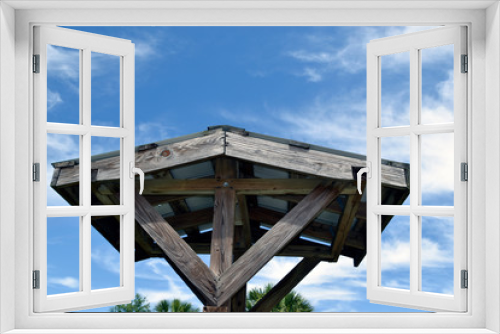 Fototapeta Naklejka Na Ścianę Okno 3D - Wooden Roof structure abstract