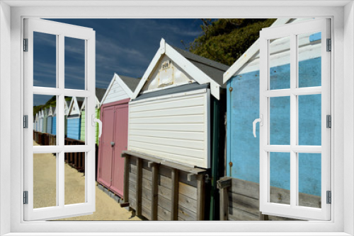 Fototapeta Naklejka Na Ścianę Okno 3D - Beach huts along the promenade on the seafront at Bournemouth in Dorset
