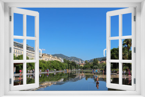 Fototapeta Naklejka Na Ścianę Okno 3D - Nice - French Riviera - water mirror with water jets - Promenade du Paillon