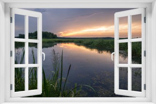 Fototapeta Naklejka Na Ścianę Okno 3D - Sunrise over the backwaters Luciaza river near Sulejow, Lodzkie, Poand