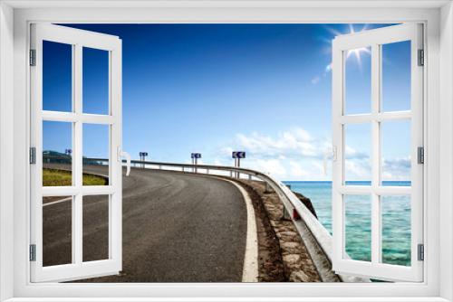 Fototapeta Naklejka Na Ścianę Okno 3D - Summer road background of free space for your decoration and ocean landscape. 