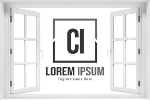 Initial CI logo template with modern frame. Minimalist CI letter logo vector illustration