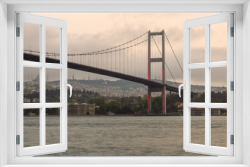 Fototapeta Naklejka Na Ścianę Okno 3D - Sunset shot of Bosporus Bridge, Ortakoy district, Istanbul Turkey