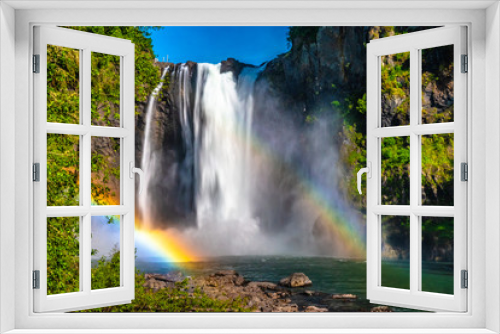 Fototapeta Naklejka Na Ścianę Okno 3D - Clear Skies and Double Rainbow Over Snoqualmie Falls in Washington