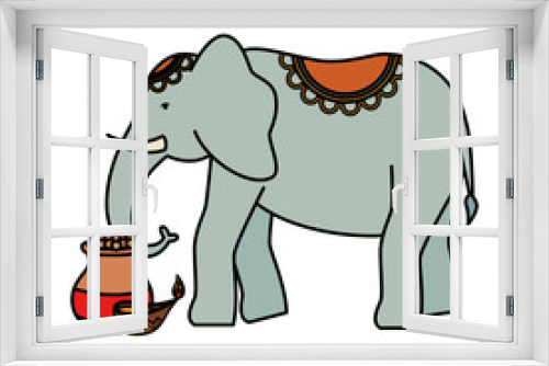 Fototapeta Naklejka Na Ścianę Okno 3D - indian elephant with candle and pot ceramic