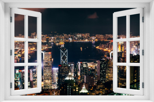 Fototapeta Naklejka Na Ścianę Okno 3D - Hong Kong. Night view.