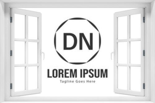 Initial DN logo template with modern frame. Minimalist DN letter logo vector illustration