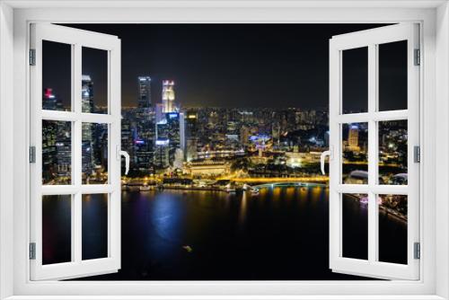 Fototapeta Naklejka Na Ścianę Okno 3D -  View at Singapore City Skyline, night landscape