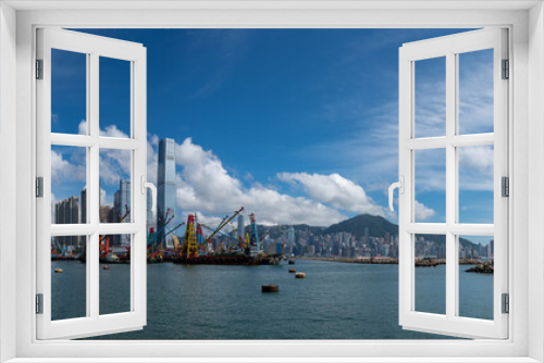 Fototapeta Naklejka Na Ścianę Okno 3D - Landscape, Cityscape, Harbor, Blue Sky in Hong Kong