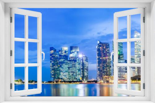 Fototapeta Naklejka Na Ścianę Okno 3D - SINGAPORE, SINGAPORE - MARCH 2019: Vibrant panorama background of Singapore skyline at the business bay