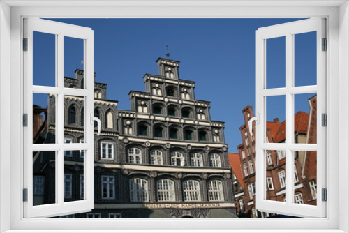 Fototapeta Naklejka Na Ścianę Okno 3D - lüneburger giebeldächer