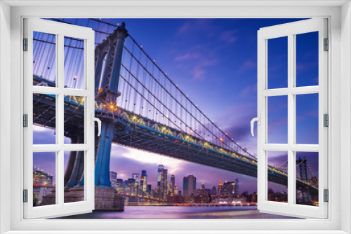 Fototapeta Naklejka Na Ścianę Okno 3D - Stunning view of Manhattan Bridge