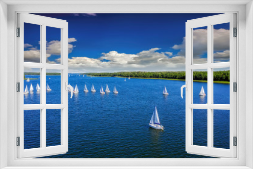 Fototapeta Naklejka Na Ścianę Okno 3D - Mazury-yachts to Lake Kisajno in Giżycko