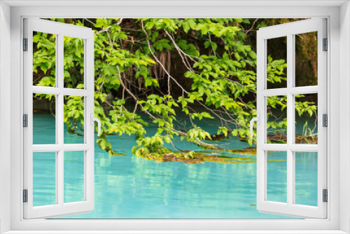 Fototapeta Naklejka Na Ścianę Okno 3D - Turquoise water in a pond as an abstract background