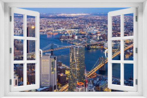 Fototapeta Naklejka Na Ścianę Okno 3D - Aerial Brooklyn and Manhattan bridge New York
