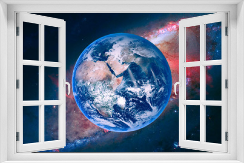 Fototapeta Naklejka Na Ścianę Okno 3D - Earth, galaxy and stars.  The elements of this image furnished by NASA.