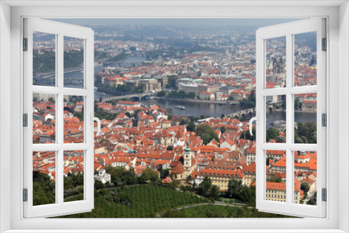 Fototapeta Naklejka Na Ścianę Okno 3D - Prag, Stadt Ansicht vom Aussichtsturm Petrin