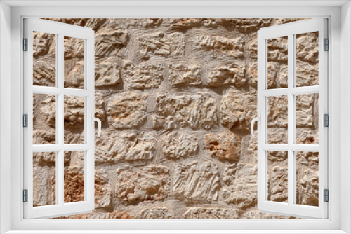 Fototapeta Naklejka Na Ścianę Okno 3D - Naturstein Mauer