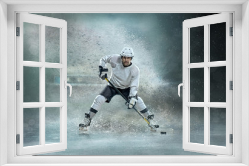 Fototapeta Naklejka Na Ścianę Okno 3D - Caucassian ice hockey Players in dynamic action in a professiona