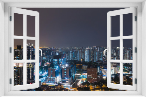 Fototapeta Naklejka Na Ścianę Okno 3D - Singapore tall buildings at night