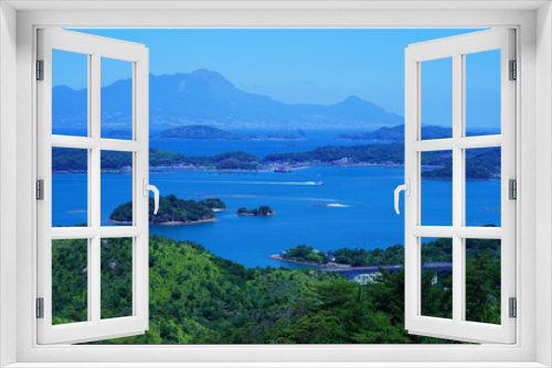 Fototapeta Naklejka Na Ścianę Okno 3D - 天草の千巌山から見た島々の夏の風景