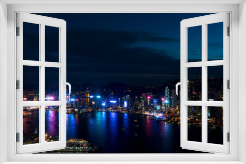 Fototapeta Naklejka Na Ścianę Okno 3D - Breathtaking Hong Kong skyline - Blue moment
