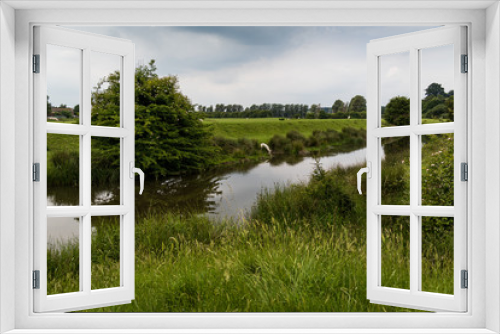 Fototapeta Naklejka Na Ścianę Okno 3D - English rural landscape with river and reflections