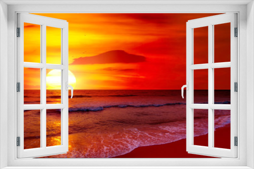 Fototapeta Naklejka Na Ścianę Okno 3D - Fantastic sunset over ocean