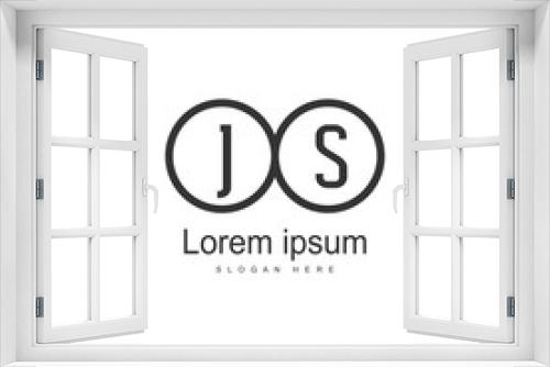 Initial JS logo template with modern frame. Minimalist JS letter logo vector illustration