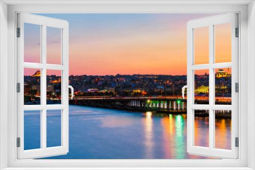 Fototapeta Naklejka Na Ścianę Okno 3D - Istanbul panorama during amazing sunset from Halic Bridge. Istanbul, Turkey.