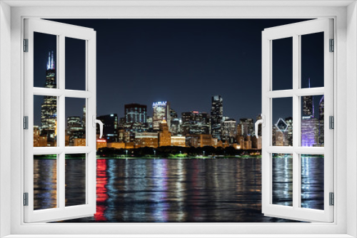 Fototapeta Naklejka Na Ścianę Okno 3D - Chicago by night - amazing skyline - CHICAGO, ILLINOIS - JUNE 12, 2019